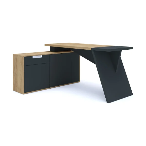 CORNER Vienna — кутовий стіл керівника 160×135 см, дуб/метал, лофт (лівий/правий) | ESTACA