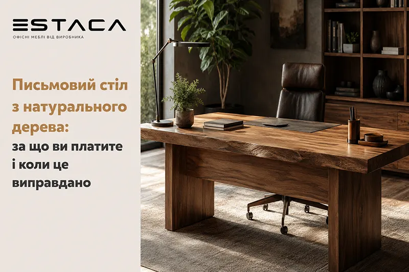 Письмовий стіл з дерева: порівняння масиву, шпону та декору