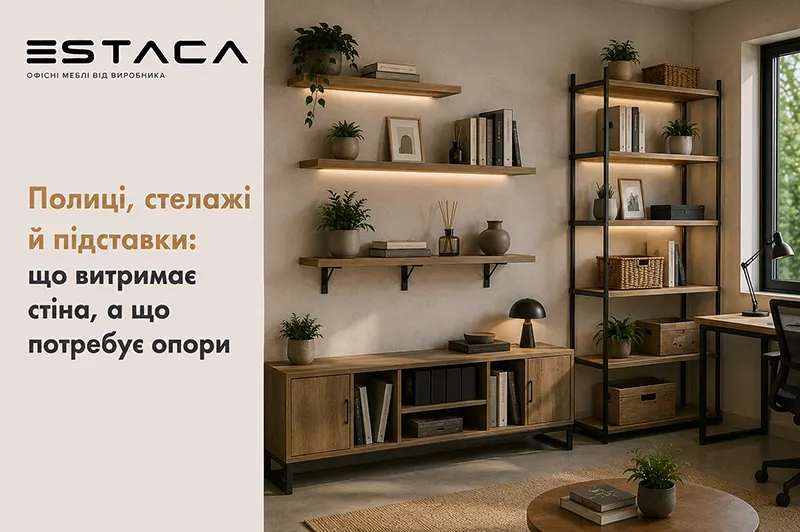 Полиці, стелажі й підставки: що витримає стіна, а що потребує опори